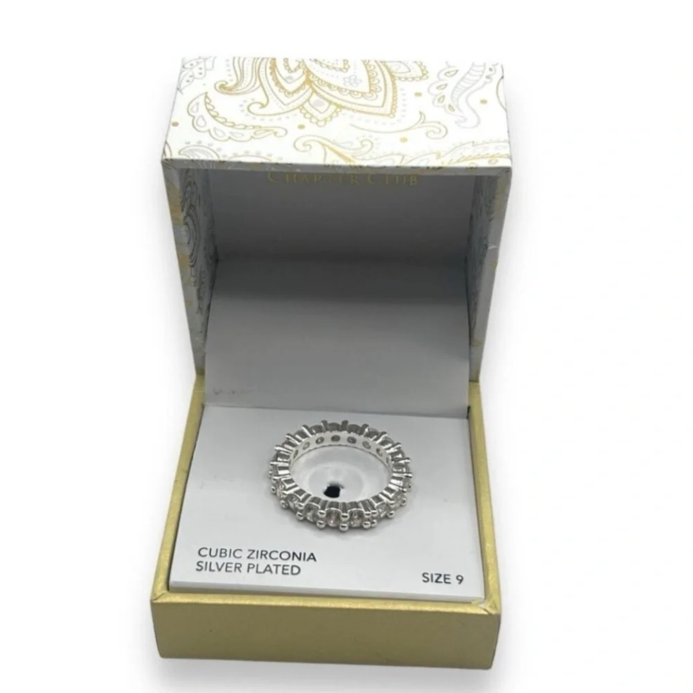 Charter Club Silver Cubic Zirconia Ring Size 9 - Picture 5 of 6